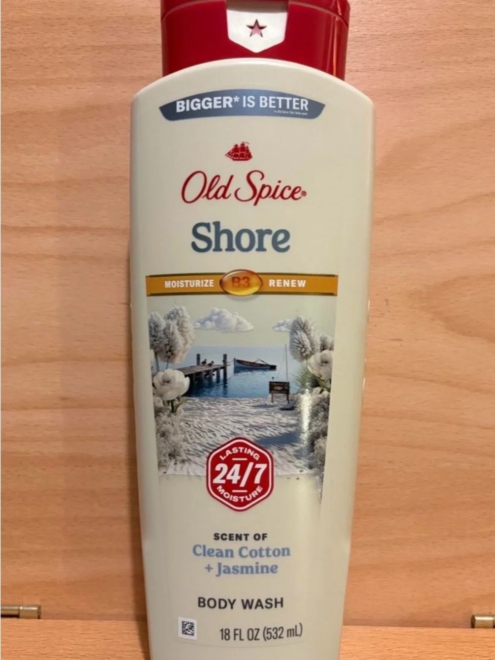 Old Spice Shore Clean Cotton + Jasmine Body Wash — Cream Bottle